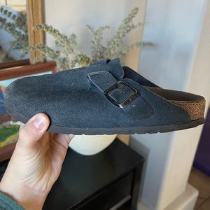 Birkenstock Boston black suede mule clog